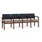 Lesro Lenox Wood 4 Seat Tandem Seating Wood Frame, Mahogany, RS Night Sky Back, MD Farro Seat LW4103 - alternate 1